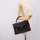 Bally Hand Bag Leather PVC Black Gold Auth ka6559-23