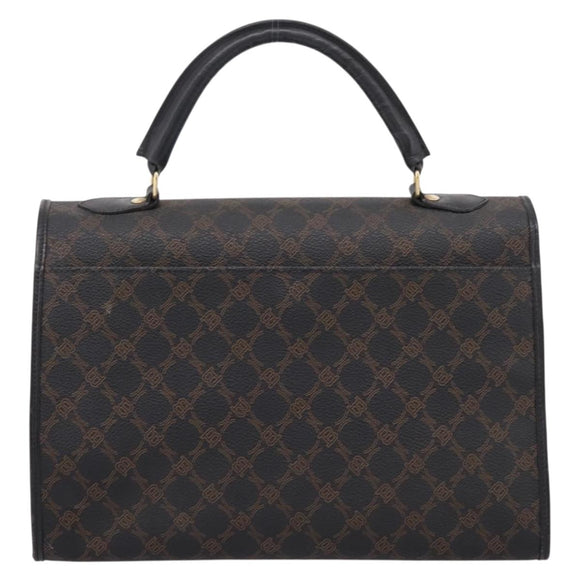 Bally Hand Bag Leather PVC Black Gold Auth ka6559