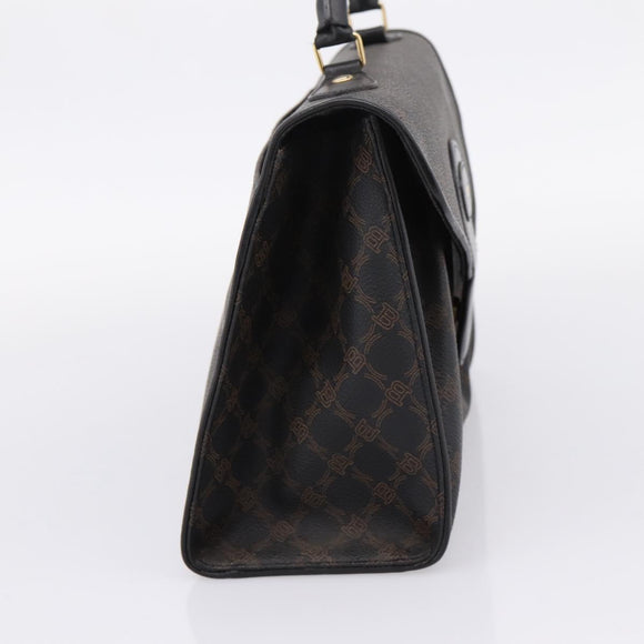 Bally Hand Bag Leather PVC Black Gold Auth ka6559