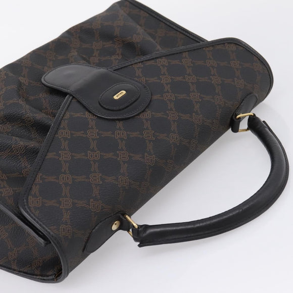 Bally Hand Bag Leather PVC Black Gold Auth ka6559