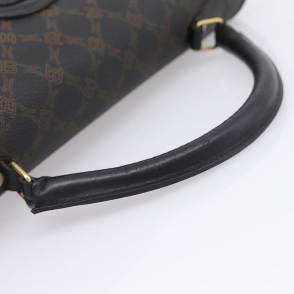 Bally Hand Bag Leather PVC Black Gold Auth ka6559