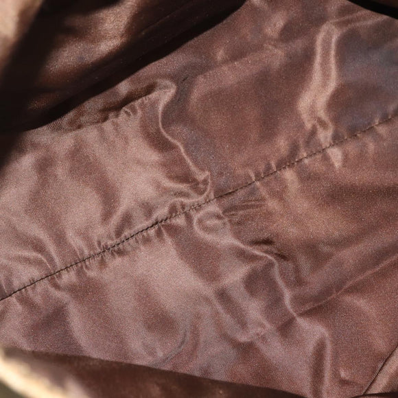 PRADA Tote Bag Nylon Beige Gold Auth ka656