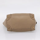 CELINE Luggage Mini Shopper Hand Bag Leather Beige Gold Auth ka6560A-5
