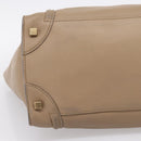 CELINE Luggage Mini Shopper Hand Bag Leather Beige Gold Auth ka6560A-15