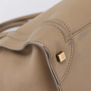 CELINE Luggage Mini Shopper Hand Bag Leather Beige Gold Auth ka6560A-19