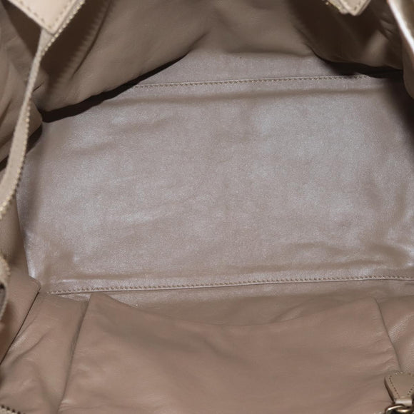 CELINE Luggage Mini Shopper Hand Bag Leather Beige Gold Auth ka6560A