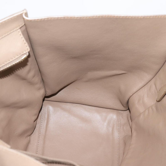 CELINE Luggage Mini Shopper Hand Bag Leather Beige Gold Auth ka6560A