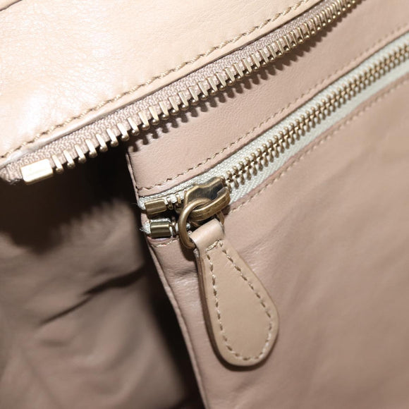 CELINE Luggage Mini Shopper Hand Bag Leather Beige Gold Auth ka6560A