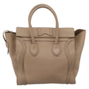 CELINE Luggage Mini Shopper Hand Bag Leather Beige Gold Auth ka6560A-2