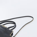 Valentino Rock Studs Hand Bag Leather 2way Black Gold Auth ka6562-15