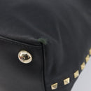 Valentino Rock Studs Hand Bag Leather 2way Black Gold Auth ka6562-16