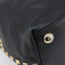Valentino Rock Studs Hand Bag Leather 2way Black Gold Auth ka6562-17