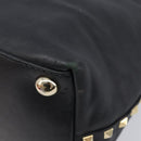 Valentino Rock Studs Hand Bag Leather 2way Black Gold Auth ka6562-18