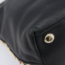 Valentino Rock Studs Hand Bag Leather 2way Black Gold Auth ka6562-19