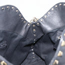 Valentino Rock Studs Hand Bag Leather 2way Black Gold Auth ka6562-24
