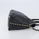 Valentino Rock Studs Hand Bag Leather 2way Black Gold Auth ka6562-3