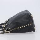 Valentino Rock Studs Hand Bag Leather 2way Black Gold Auth ka6562-4