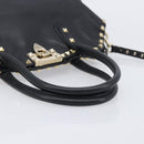 Valentino Rock Studs Hand Bag Leather 2way Black Gold Auth ka6562-7
