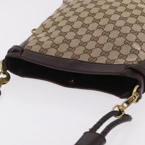 GUCCI GG Canvas Shoulder Bag Beige Gold 109106 Auth ka6563