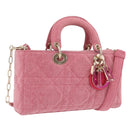 Christian Dior Macro Cannage Lady D Joy Satchel Denim 2way Pink Auth ka6565SAM-1