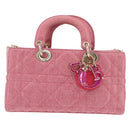 Christian Dior Macro Cannage Lady D Joy Satchel Denim 2way Pink Auth ka6565SAM-13