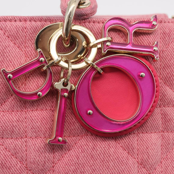 Christian Dior Macro Cannage Lady D Joy Satchel Denim 2way Pink Auth ka6565SAM