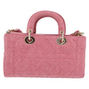 Christian Dior Macro Cannage Lady D Joy Satchel Denim 2way Pink Auth ka6565SAM-2