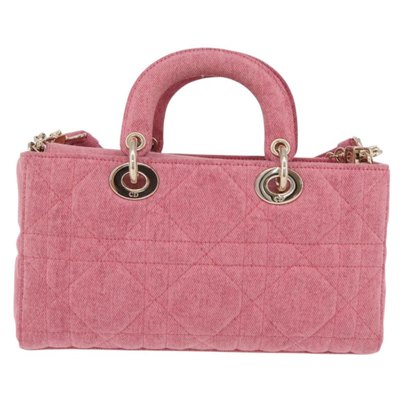 Christian Dior Macro Cannage Lady D Joy Satchel Denim 2way Pink Auth ka6565SAM