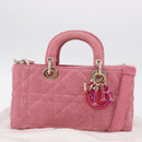 Christian Dior Macro Cannage Lady D Joy Satchel Denim 2way Pink Auth ka6565SAM-12