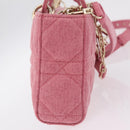Christian Dior Macro Cannage Lady D Joy Satchel Denim 2way Pink Auth ka6565SAM-4