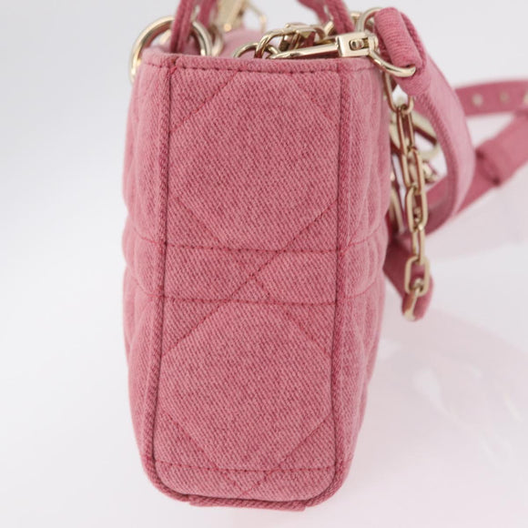 Christian Dior Macro Cannage Lady D Joy Satchel Denim 2way Pink Auth ka6565SAM