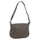 Christian Dior Trotter Canvas Shoulder Bag Navy Gold Auth ka6567-1
