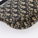 Christian Dior Trotter Canvas Shoulder Bag Navy Gold Auth ka6567-13