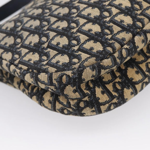 Christian Dior Trotter Canvas Shoulder Bag Navy Gold Auth ka6567