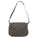 Christian Dior Trotter Canvas Shoulder Bag Navy Gold Auth ka6567-2