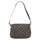 Christian Dior Trotter Canvas Shoulder Bag Navy Gold Auth ka6567-3