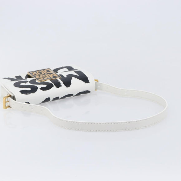 Christian Dior Miss Dior Shoulder Bag Leather White Gold Auth ka6568SAM