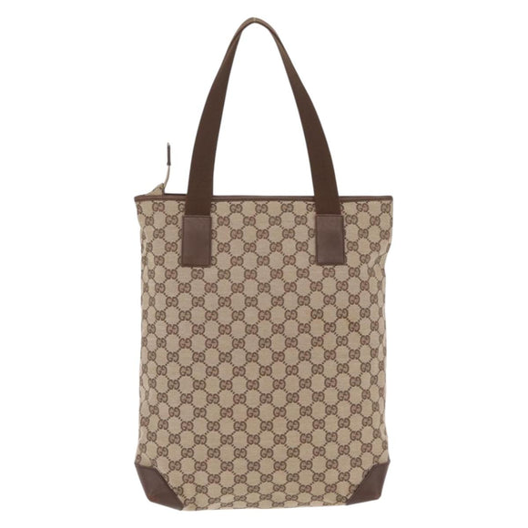GUCCI GG Canvas Tote Bag Beige Silver 019 0401 Auth ka6572