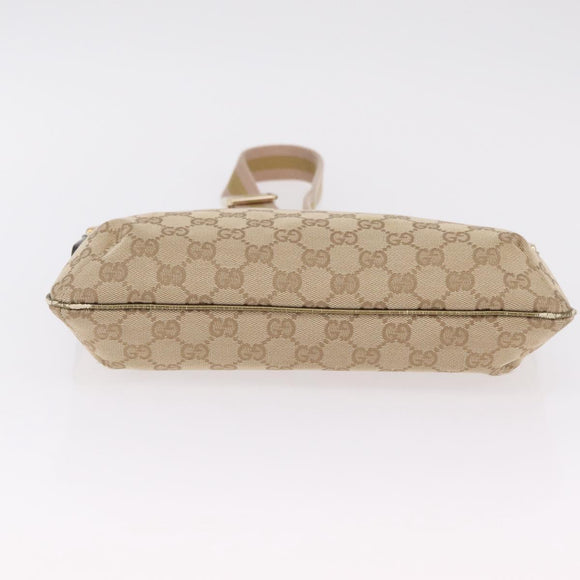 GUCCI GG Canvas Sherry Line Shoulder Bag Beige Gold 189749 Auth ka6574