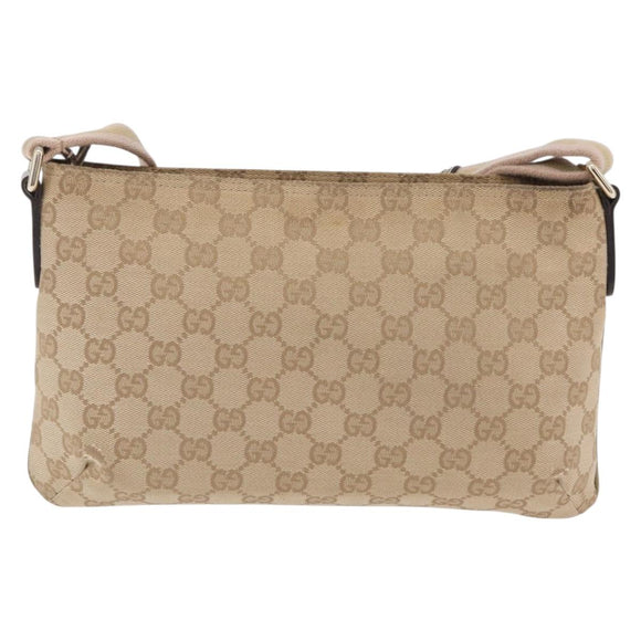 GUCCI GG Canvas Sherry Line Shoulder Bag Beige Gold 189749 Auth ka6574