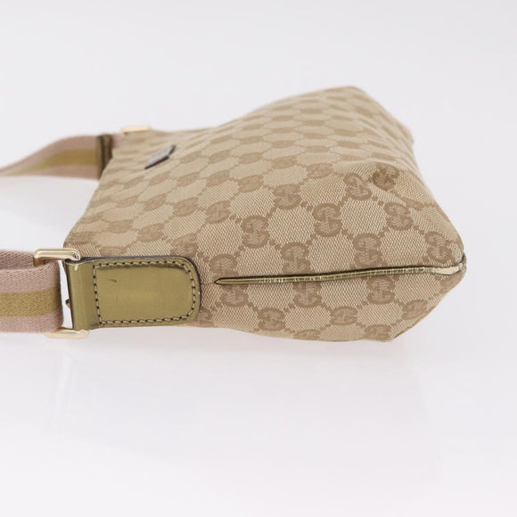 GUCCI GG Canvas Sherry Line Shoulder Bag Beige Gold 189749 Auth ka6574