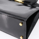 Salvatore Ferragamo Vala Hand Bag Patent leather 2way Black Gold Auth ka6577-12