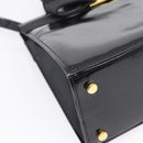 Salvatore Ferragamo Vala Hand Bag Patent leather 2way Black Gold Auth ka6577-13