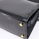 Salvatore Ferragamo Vala Hand Bag Patent leather 2way Black Gold Auth ka6577-14