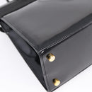 Salvatore Ferragamo Vala Hand Bag Patent leather 2way Black Gold Auth ka6577-15