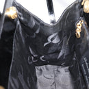 Salvatore Ferragamo Vala Hand Bag Patent leather 2way Black Gold Auth ka6577-19