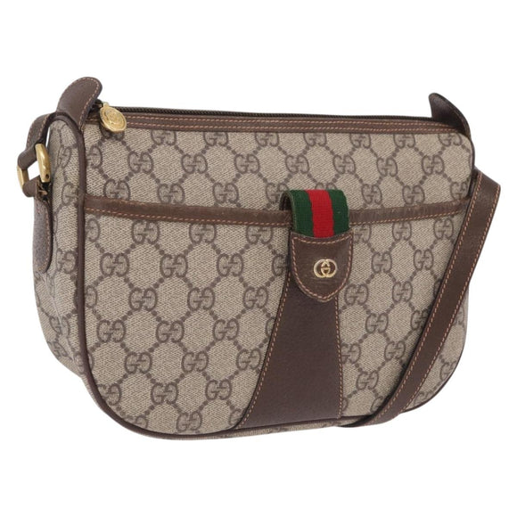 GUCCI GG Supreme Web Sherry Line Bag PVC Beige Gold 001 123 6177 Auth ka6578