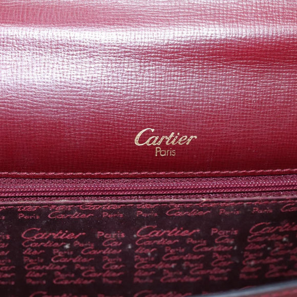 Cartier Must Line Clutch Bag Leather Bordeaux Gold Auth ka6579