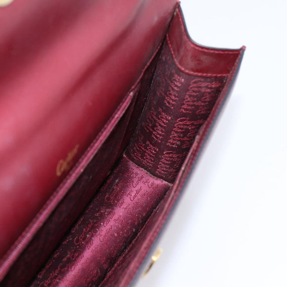 Cartier Must Line Clutch Bag Leather Bordeaux Gold Auth ka6579