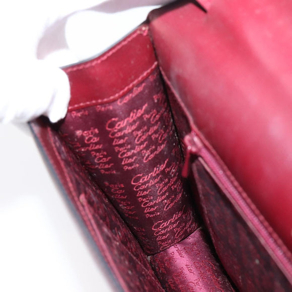 Cartier Must Line Clutch Bag Leather Bordeaux Gold Auth ka6579